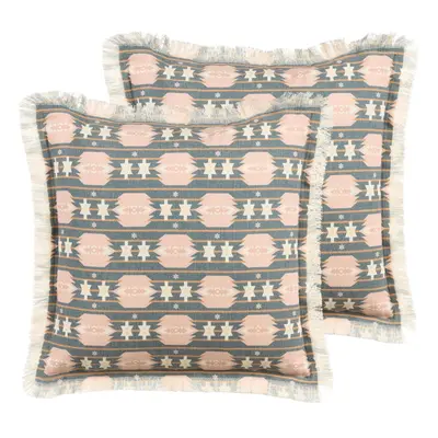 Set of Cushions Geometric Pattern x cm Multicolour DIANTHUS