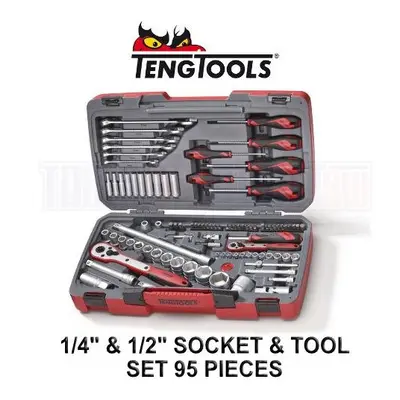 Teng Tools Piece 1/4" & 1/2" Socket, Ratchet, Spanner, Screwdriver Set TM095