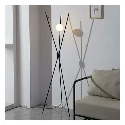 Metal Tripod Standing Floor Lamp with Plastic Lampshade