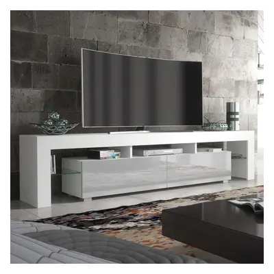 TV Unit 200cm Creative Furniture - White & Grey Gloss Doors