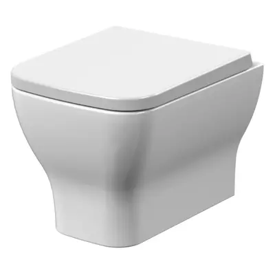 Rimless Wall Hung Toilet Pan & Soft Close Seat - 364mm x 363mm x 486mm