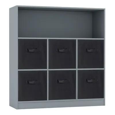 (Grey, Black) Wooden Cubed Bookcase Units Shelves Drawers