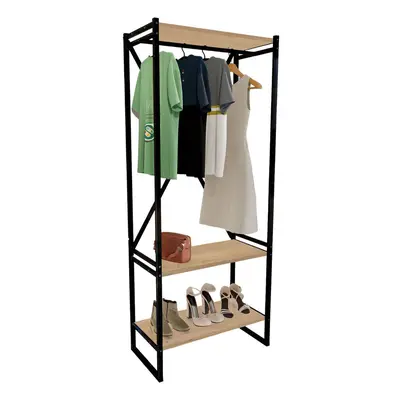 (Sapphire Oak) Tier Wooden Coat Rack and Shoe Storage Stand