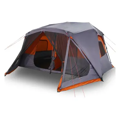 vidaXL Family Tent 10-Person Dome Tent Grey & Orange Quick Release Waterproof