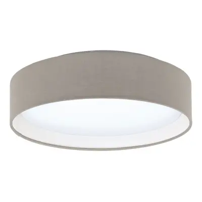 Flush Ceiling Light Colour White Shade Taupe Fabric Bulb LED 11W Included