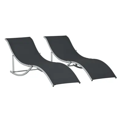 Outsunny Set of Zero Gravity Lounge Chair Recliners Sun Lounger Black