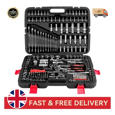 215 pcs Ratchet Spanner Socket Set 1/2 1/4 3/8" Hand Tool Toolbox