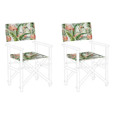 Set of Garden Chair Replacement Fabrics Flamingo Pattern CINE