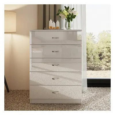 (White) Drawer High Gloss Chest Of Drawers