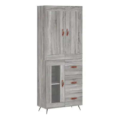 (grey sonoma, glass door drawers) vidaXL Highboard Sideboard Tall Storage Cabinet Side Cabinet E