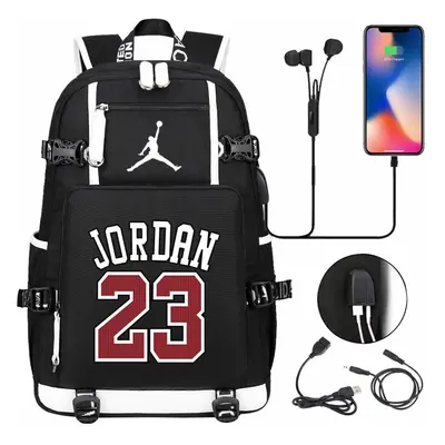 USB Large Capacity Student Schoolbag Jordan - Black