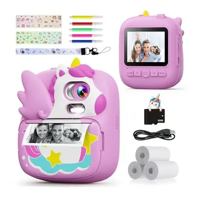 CAMCLID Kids Camera Instant Print, 2.4?? Instant Camera for Kids with 32G Card & Print Photo Pap