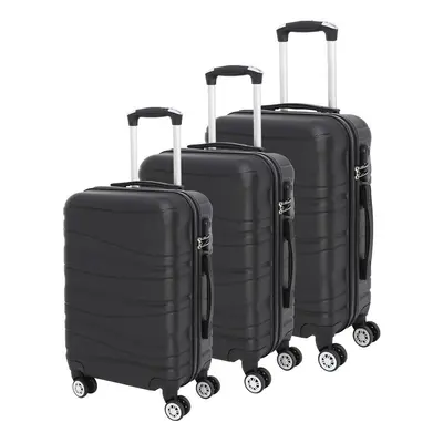 (Black) Lightweight Pcs ABS Hard Shell Trolley Luggage Set