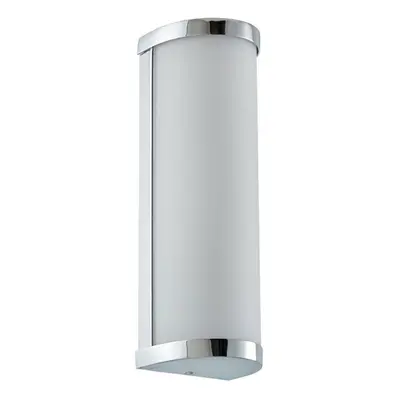 IP44 Bathroom Wall Light Chrome & Frosted Glass Modern Round Twin Curved Lamp