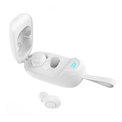 (White) TWS Earphones Wireless bluetooth 5.0 Headphones 8D Sound HIFI CVC Noise Reduction LED Di