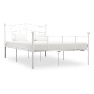 vidaXL Bed Frame White Metal 120x200cm Solid Classic Base Bedroom Furniture