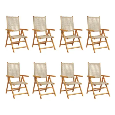 (beige, pcs) vidaXL Reclining Garden Chairs Outdoor Chair Armchair Poly Rattan & Solid Wood