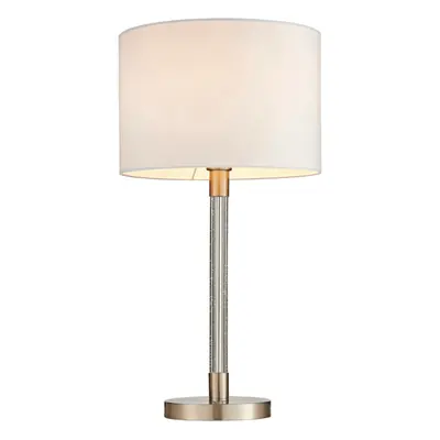 Touch Dimmable Table Lamp Satin Chrome & Shade LED Stem Bedside Feature Light