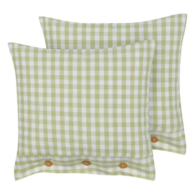 Set of Decorative Cushions TALYA x cm Olive Green Checked