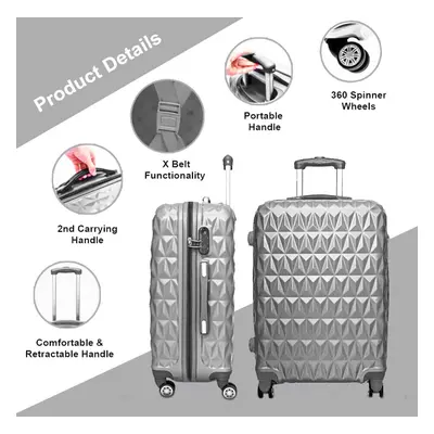 (24'' SILVER) Medium Suitcase Hard Shell Trolley Wheel spinner