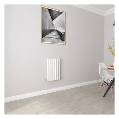 (Single 600x413mm, White) Designer Oval Column Radiator Central Heating