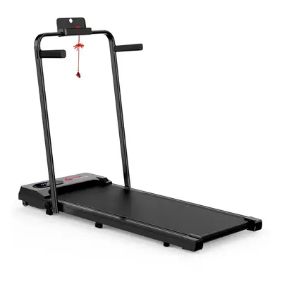 (Black Without Mat) Walking Jogging Pad Treadmill with Handrails