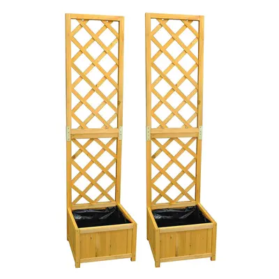 Wooden Garden Planter with Trellis (Set of 2)