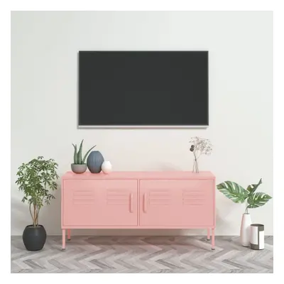 vidaXL TV Cabinet Pink Steel TV Stands Unit Stereo Hifi Cabinet Media Unit