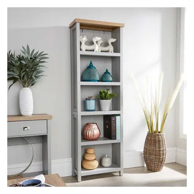 Grey Oak Tall Bookcase Display Unit Bookshelves DVD Storage Two Tone