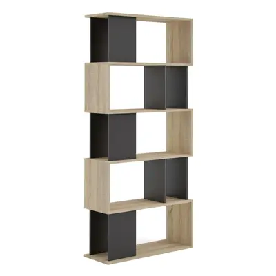 Open Bookcase Shelves in Oak and Black