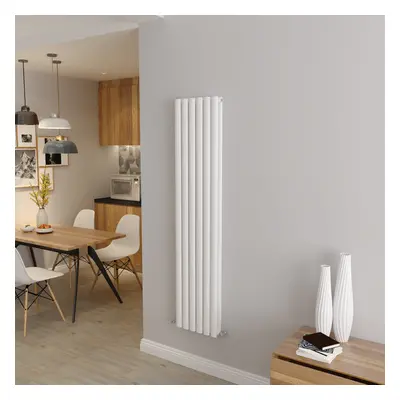 (Double 1600x354mm, White) Designer Oval Column Radiator Central Heating