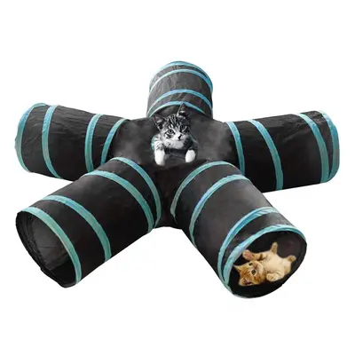 5-way Collapsible Cat Tunnel Tube Kitty Tunnel Bored Cat Pet Toys Peek Hole Toy for Cat Puppy Ra