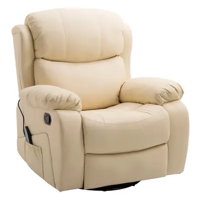 HOMCOM Massage Recliner Chair Manual Reclining Chair with Footrest Remote Beige