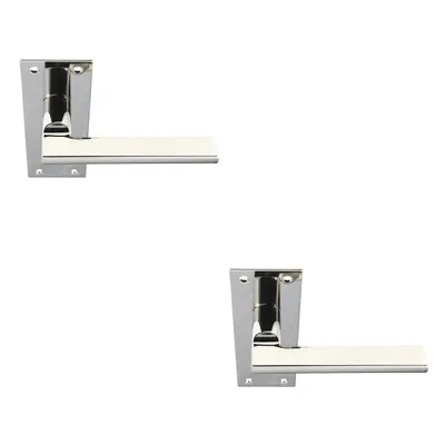 2x PAIR Straight Bar Handle on Slim Lock Backplate x 50mm Polished Nickel