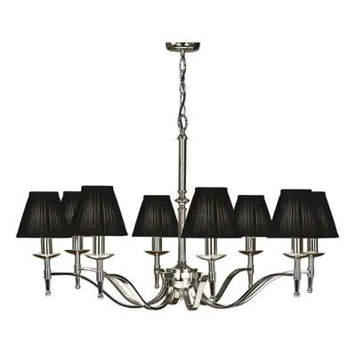 Avery Ceiling Pendant Chandelier Light Lamp Bright Nickel & Black Pleat Shade