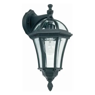 IP44 Outdoor Wall Light Matt Black & Glass Traditional Lantern Down Porch Path