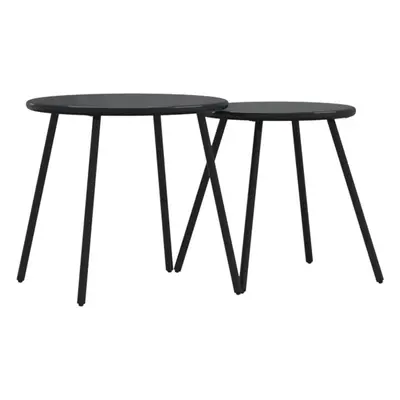 vidaXL Garden Coffee Tables Dining Table pcs Round Black Powder-coated Steel