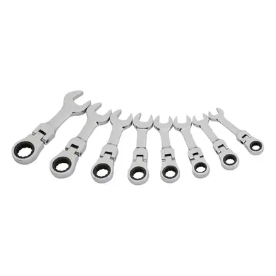 Draper 8PC STUBBY FLEX RACT. SPANNER 27982 HI-TORQÃ Metric Stubby Flexible Head Ratchet Combina