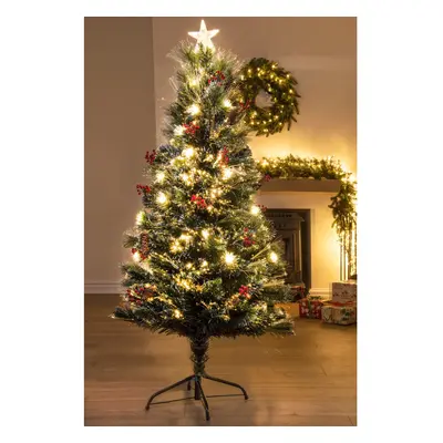 (4ft, Unskirted) The Frosted LED Pine | Fibre Optic Christmas Tree | 3ft - 7ft | Pre-decorated |