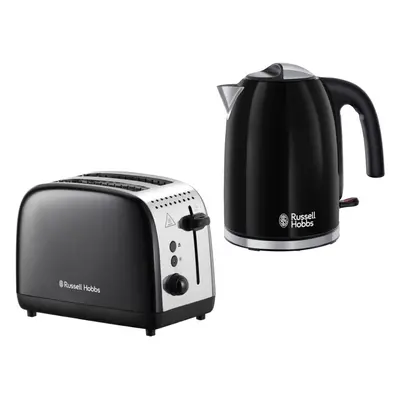 Russell Hobbs Colours Plus Black 1.7L Kettle & Slice Toaster Set