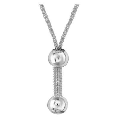 Jewelco London Women's Sterling Silver 8mm Double Bead Bolt Popcorn Adjustable Lariat Necklace, 