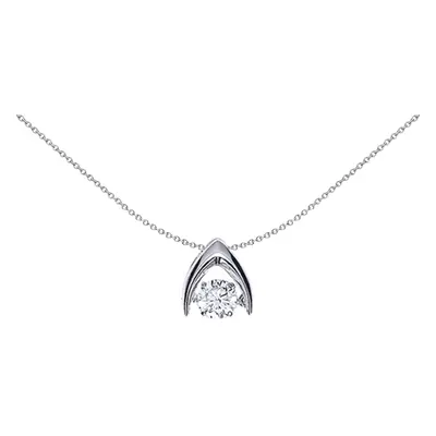 Jewelco London Ladies Sterling Silver Cubic Zirconia Solitaire Pendant Necklace inch - GVP367