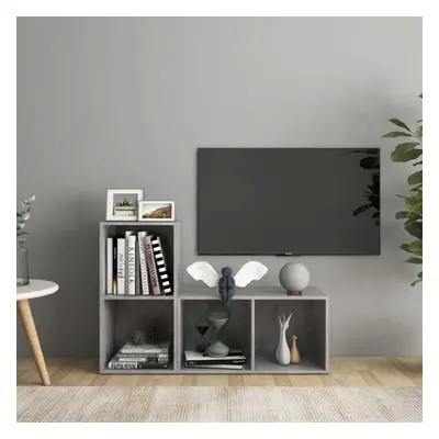 vidaXL 2x TV Cabinets Concrete Grey Engineered Wood Sideboard Stereo Cabinet