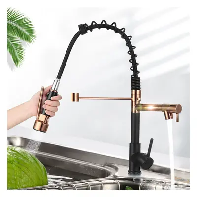 Modern Kitchen Sink Faucet Pull Out Spring Sprayer Tap Two Water Outlet Hot And Cold Mixed