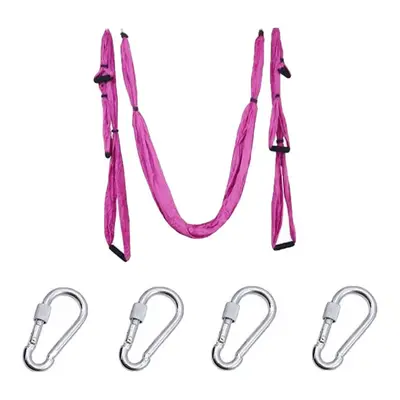 (Pink) Handles Aerial Yoga Hammock Flying Swing Anti gravity Pilates Exercises Device