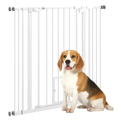 PawHut Extra Tall Dog Gate with Cat Door Auto Close for Stairs cm Wide