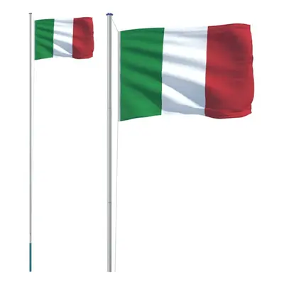 vidaXL Italy Flag and Pole 6.23 m Aluminium Outdoor Garden Camper Flag Pole