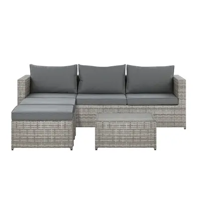 Garden Corner Sofa with Table Seater SABBIA Left Hand Modular PE Rattan Light Grey