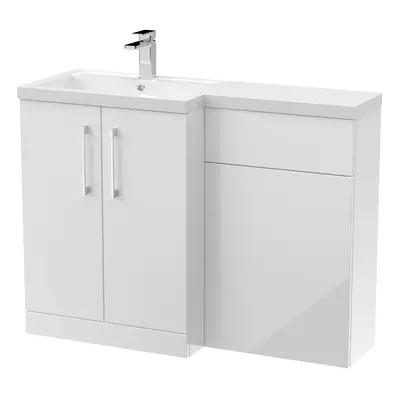 Furniture Combination Vanity Basin and WC Unit Left Hand - 1100mm x 390mm - Gloss White