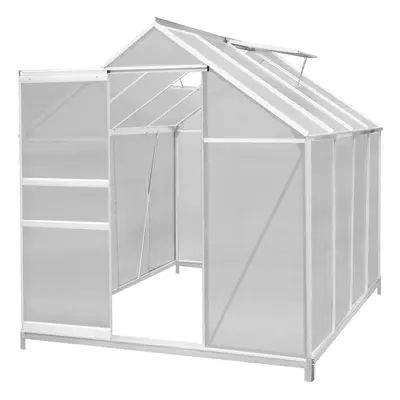 (6ft x 8ft, With) Polycarbonate Greenhouse Silver Aluminium Walk In